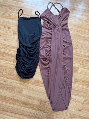 Black Slip & Mauve Wrap Maxi Dress Bundle ✨ both size M